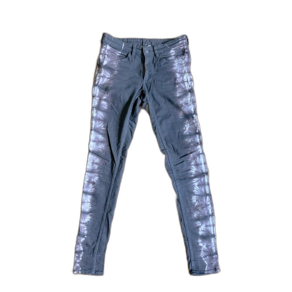 H&M Divided midrise grey skinny jeans w/ tie dye detailing, Sz 6 (fits like 2/4)